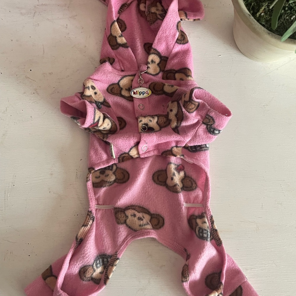 Pink Dog Pajamas with Monkey Print